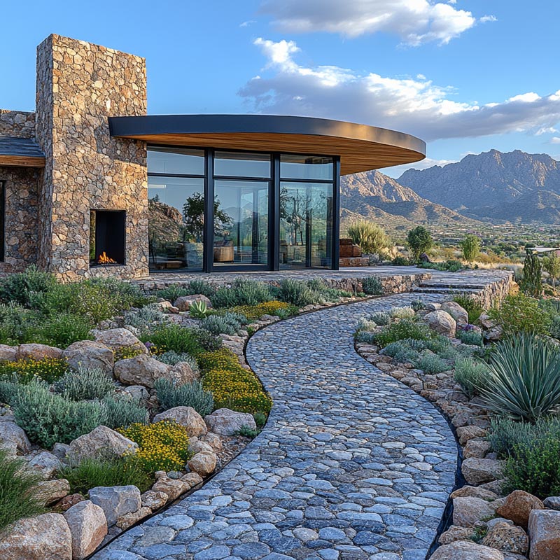 Landscaping-Water-Feature-Desert-Setting Landscaping Rocks Wickenburg
